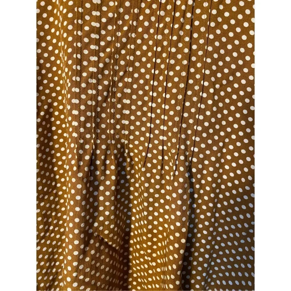 Loft women’s brown and white polkadot, longsleeve, high neck, blouse S/L - Picture 3 of 4